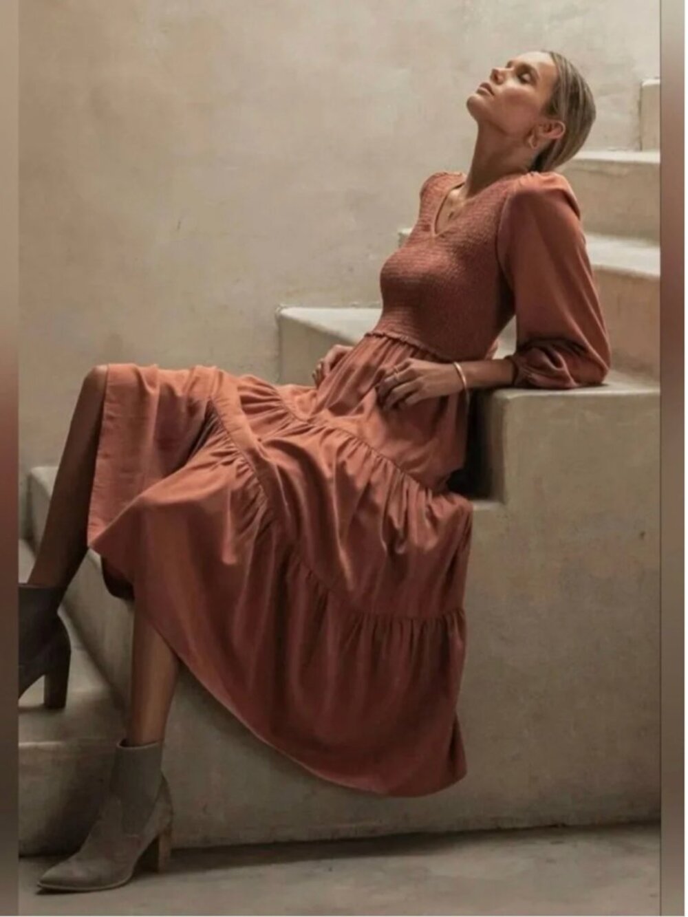 Bohme Rust Tiered Dress- Size M